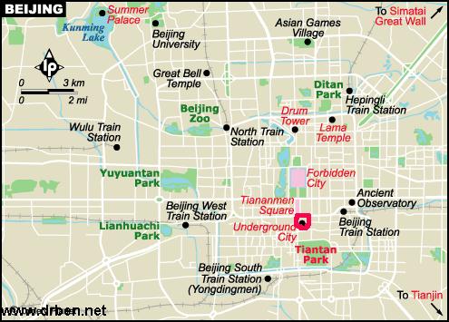 Click Map to see entire Downtown Beijing in Detail